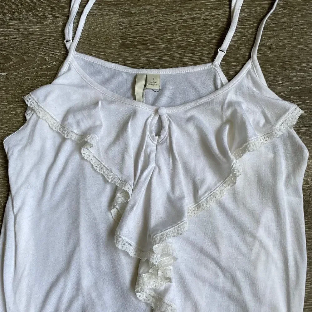 LC Lauren Conrad White Spaghetti Straps Tank Top SZ S NWT